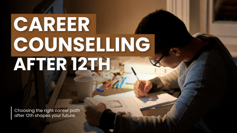 Career Counselling After 12th - A student studying with focus, surrounded by books and stationery