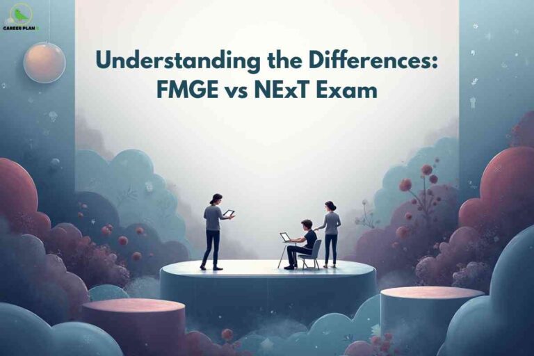 Students analyzing data on digital tablets, representing comparison and understanding of key differences between FMGE vs NExT exam for medical graduates.