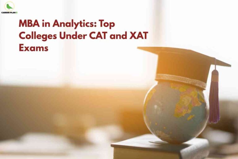Graduation cap placed on a globe symbolizing global education, representing MBA in Analytics programs and top colleges accepting CAT and XAT exam scores.