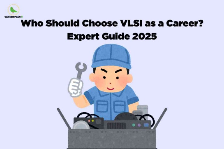 Electronics engineer analyzing a microchip under a microscope, representing the growing demand and opportunities in semiconductor design, answering the question — is VLSI a good career in 2025 and beyond.