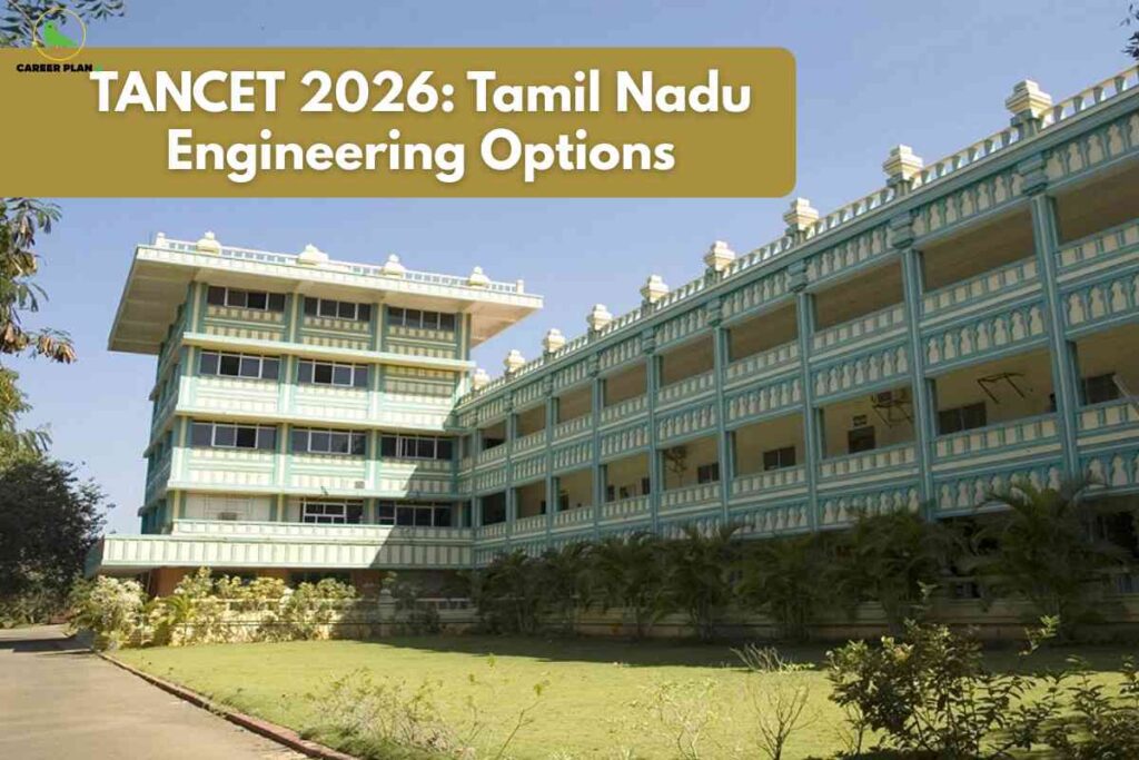 Large Tamil Nadu engineering college building with greenery in front, used to represent TANCET 2026 engineering options for aspiring students.