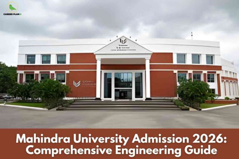 Mahindra University Hyderabad campus building showing mahindra university admission 2026 for engineering students applying to B.Tech programs