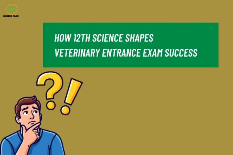 Student thinking with question marks illustrating veterinary entrance exam success, highlighting how 12th science preparation and PCB subjects impact exam performance