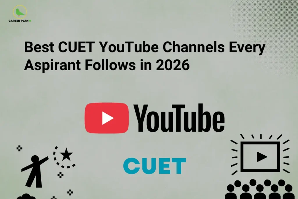 Best CUET YouTube Channels – Best CUET YouTube Channels Every Aspirant Follows in 2026 featuring the YouTube logo, CUET text, a video player icon, and learning illustrations.