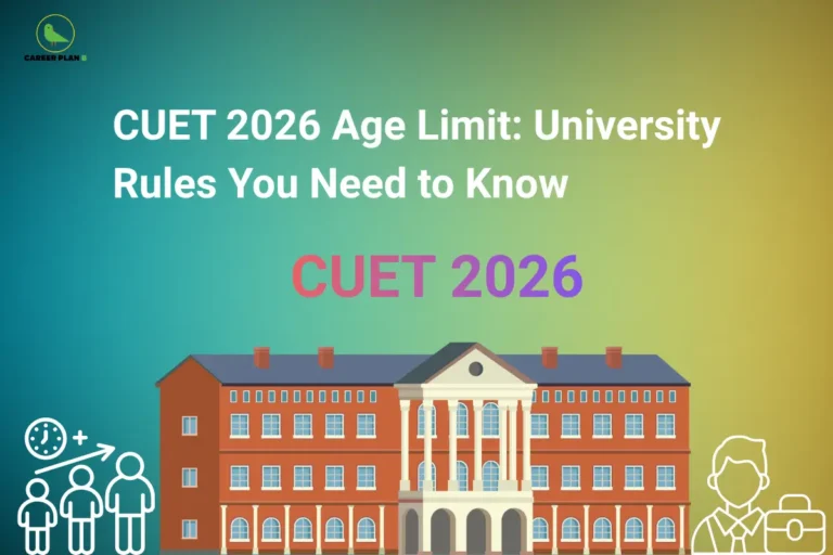Illustration of a university building highlighting the CUET 2026 age limit and university admission rules for undergraduate aspirants.