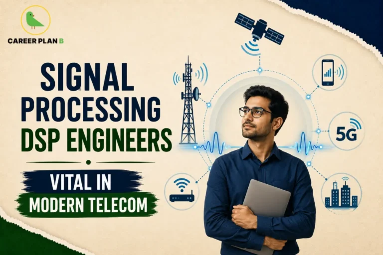 Signal Processing DSP Engineers in modern telecom developing 5G networks, wireless communication, digital signal processing, and telecom infrastructure