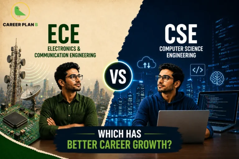 ECE vs CSE comparison showing Electronics and Communication Engineering and Computer Science Engineering career growth, skills, salary, and future scope