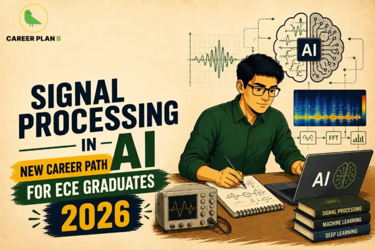 Signal Processing in AI career path for ECE graduates showcasing AI, DSP, machine learning, computer vision, and signal analysis in 2026