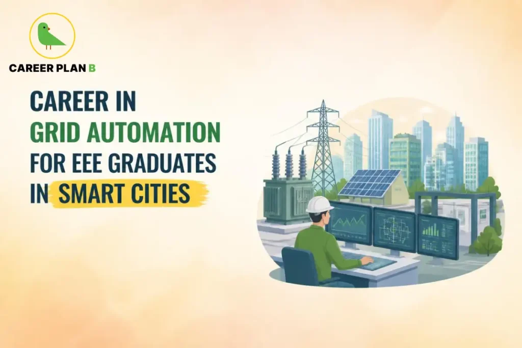Engineer monitoring smart city power systems for a career in grid automation for EEE graduates.