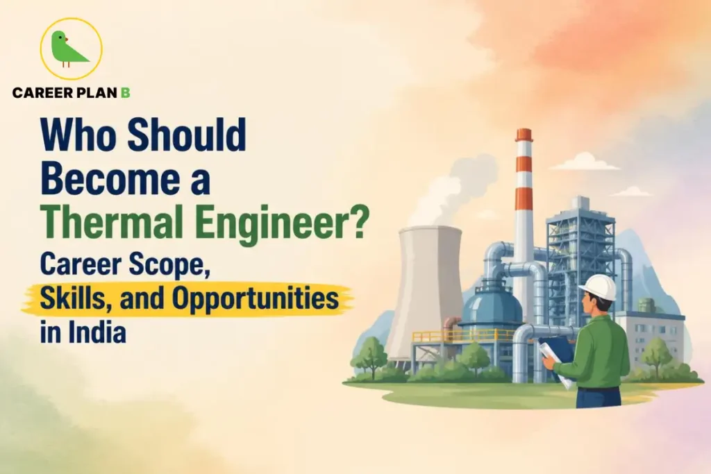 Who should become a thermal engineer featuring an engineer inspecting a thermal power plant and energy systems.