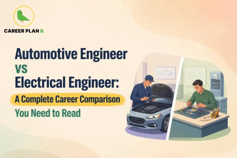 Automotive Engineer vs Electrical Engineer comparison showing vehicle engineering and electrical circuit design career paths.