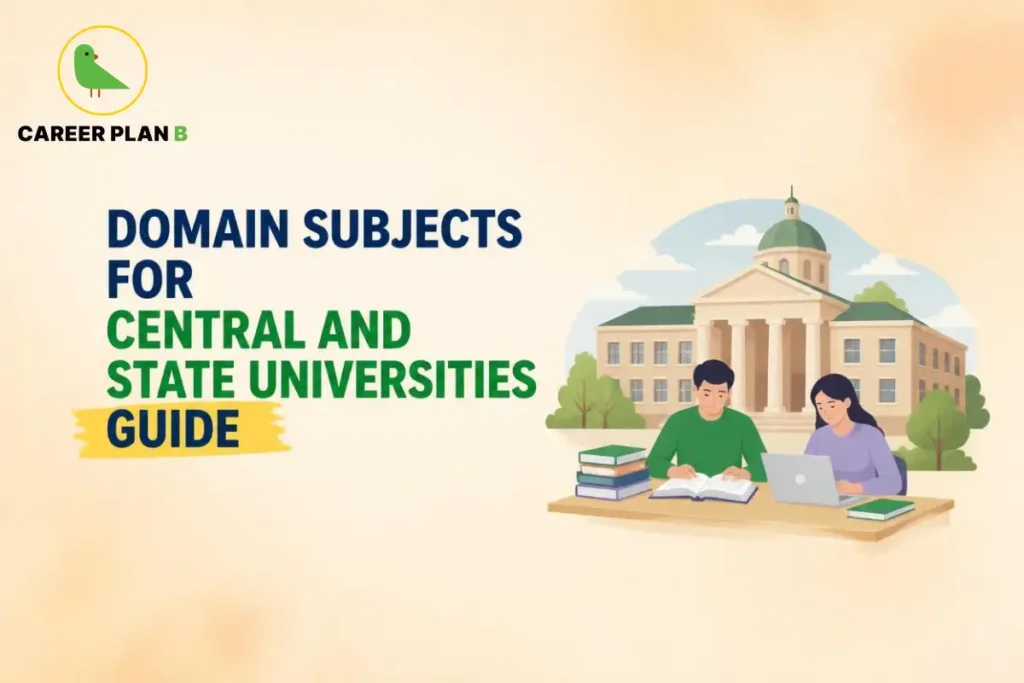 CUET domain subjects for central and state universities featuring students exploring university admission options.