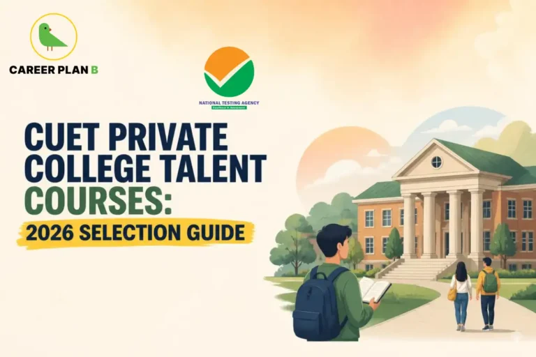 A guide for CUET private college admission and talent courses, displayed alongside the Career Plan B logo.
