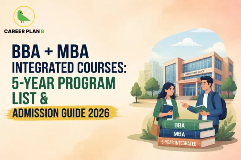 Career Plan B guide to BBA + MBA integrated courses, 5-year programs, and admission in India after Class 12
