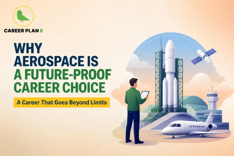Future-proof aerospace career showcasing rocket launch, aircraft, satellites, and aerospace engineering opportunities in India