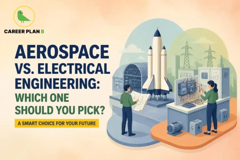 Aerospace vs Electrical Engineering comparison showing rocket, electrical systems, and engineering career opportunities in India