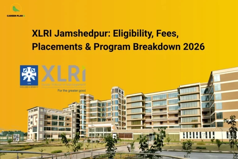 XLRI Jamshedpur campus with XLRI logo, programme title, and Career Plan B logo.