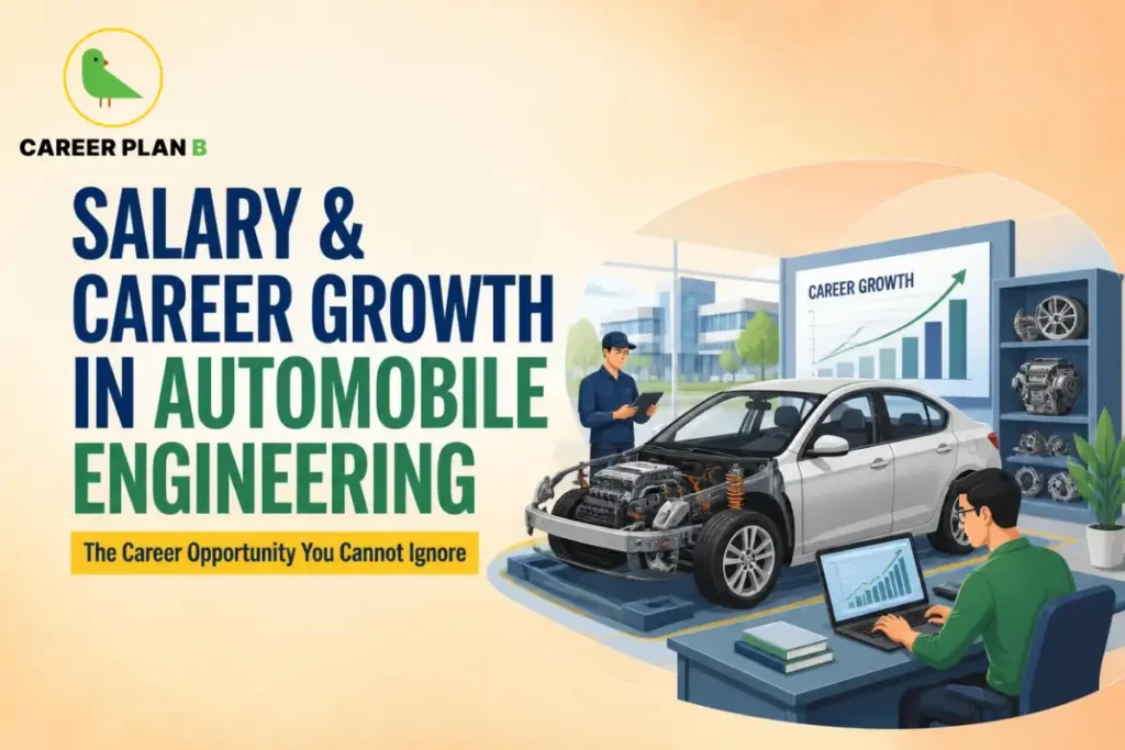 Salary and career growth in automobile engineering showcasing automotive engineers, vehicle design, salary progression, and engineering career opportunities