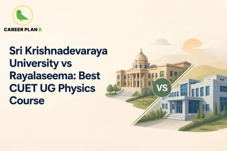 Graphic comparing Sri Krishnadevaraya University vs Rayalaseema for the best CUET UG Physics course.