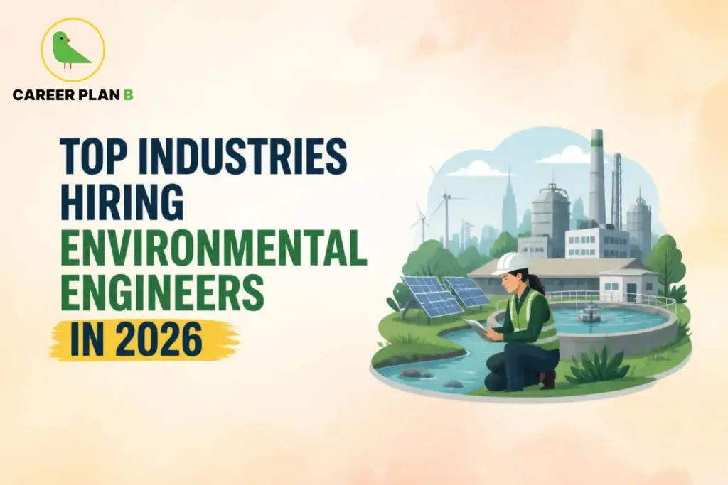 Environmental engineer inspecting a sustainable industrial facility with renewable energy and water treatment systems in 2026.