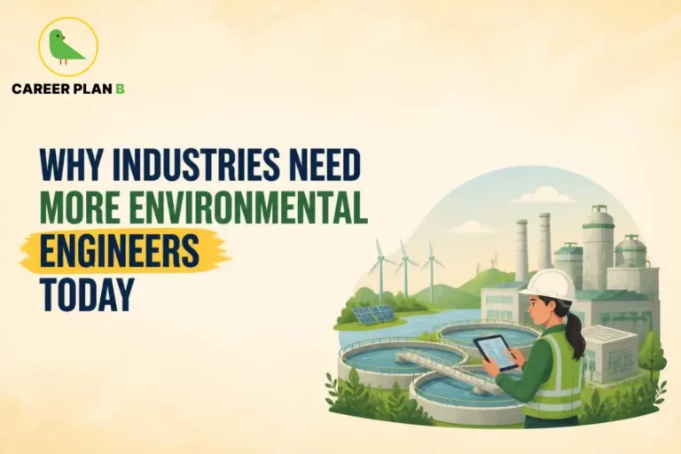 Environmental engineer inspecting a sustainable industrial facility with water treatment systems, renewable energy, and environmental monitoring technology.