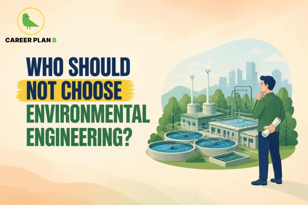 Student evaluating environmental engineering as a career while observing a sustainable water treatment facility with renewable energy systems and environmental infrastructure.