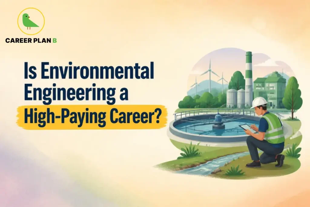 Environmental engineer at a water treatment facility, representing environmental engineering salary and career opportunities.