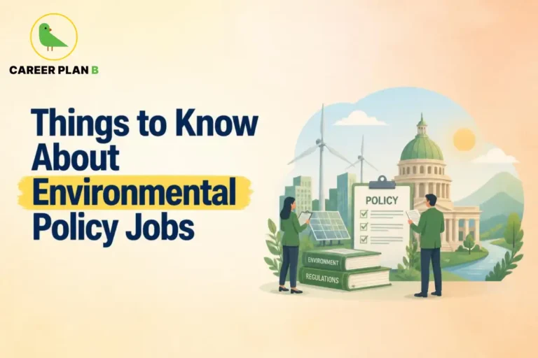 Environmental policy jobs involving regulations, renewable energy, government policy, and environmental planning.