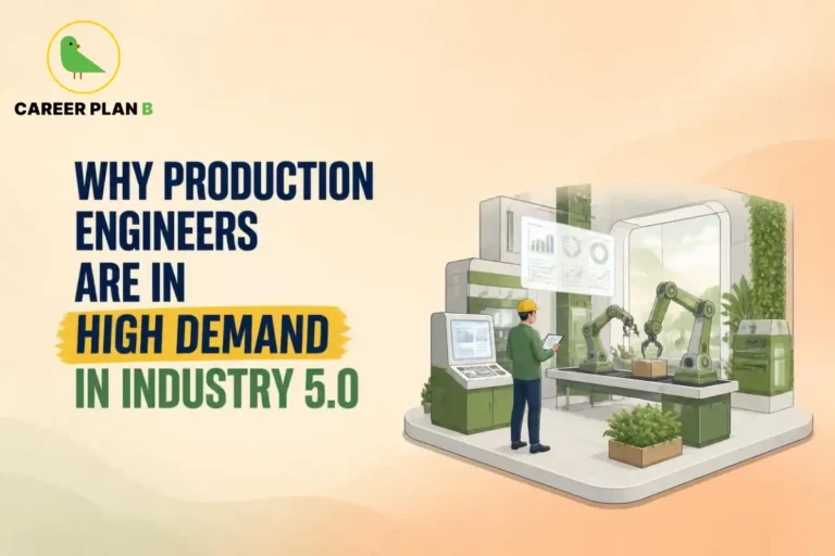 Production engineer monitoring robotic automation and smart manufacturing systems, highlighting why production engineers are in high demand in Industry 5.0.
