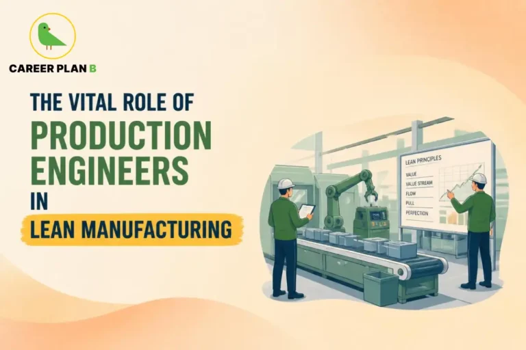 Production engineers overseeing robotic assembly, production processes, and lean manufacturing principles in a modern smart factory.