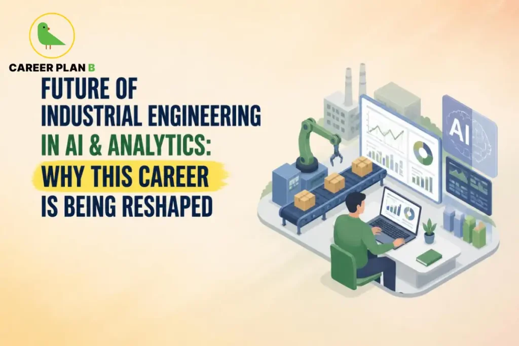 Industrial engineer using AI and analytics dashboards to monitor smart manufacturing, automation, and data-driven production processes.