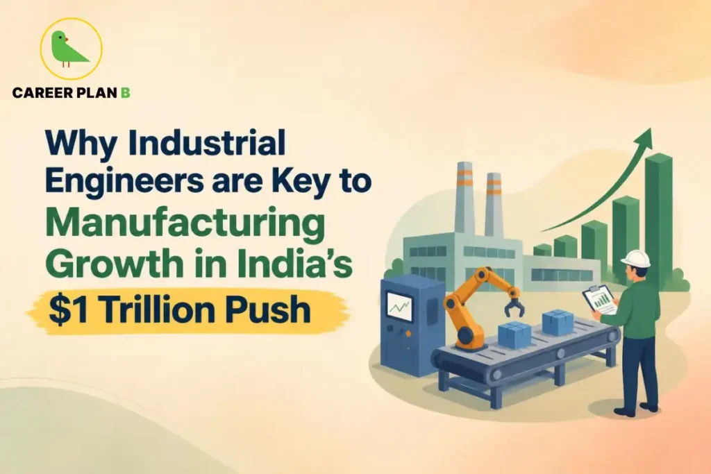Industrial engineer monitoring automated manufacturing and production growth, highlighting the role of industrial engineers in India's manufacturing expansion.