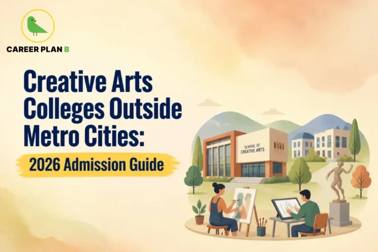 Students painting and sketching outdoors in front of a School of Creative Arts campus building.