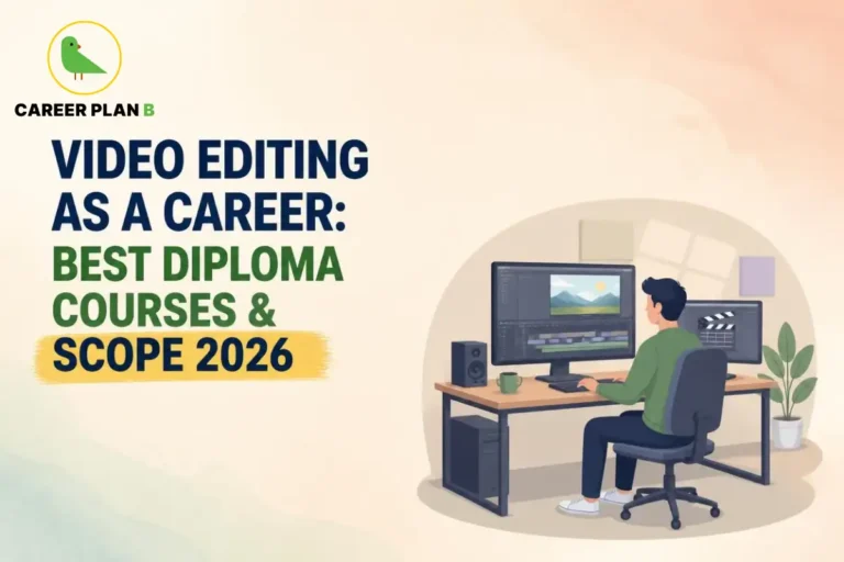 Person working on editing software across dual monitors, illustrating video editing courses and career scope.
