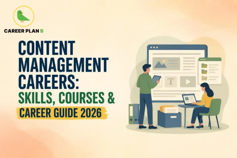 Two professionals managing digital media layouts and files, representing content management careers.