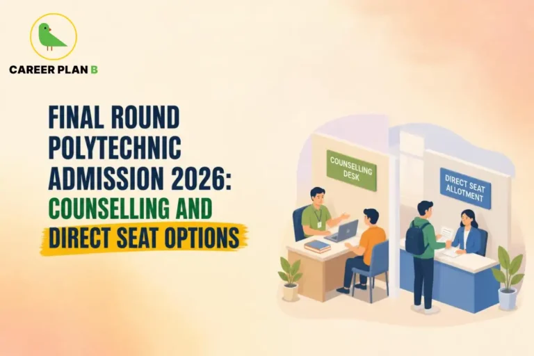 Career Plan B graphic showing final round polytechnic admission 2026 counselling and direct seat options.