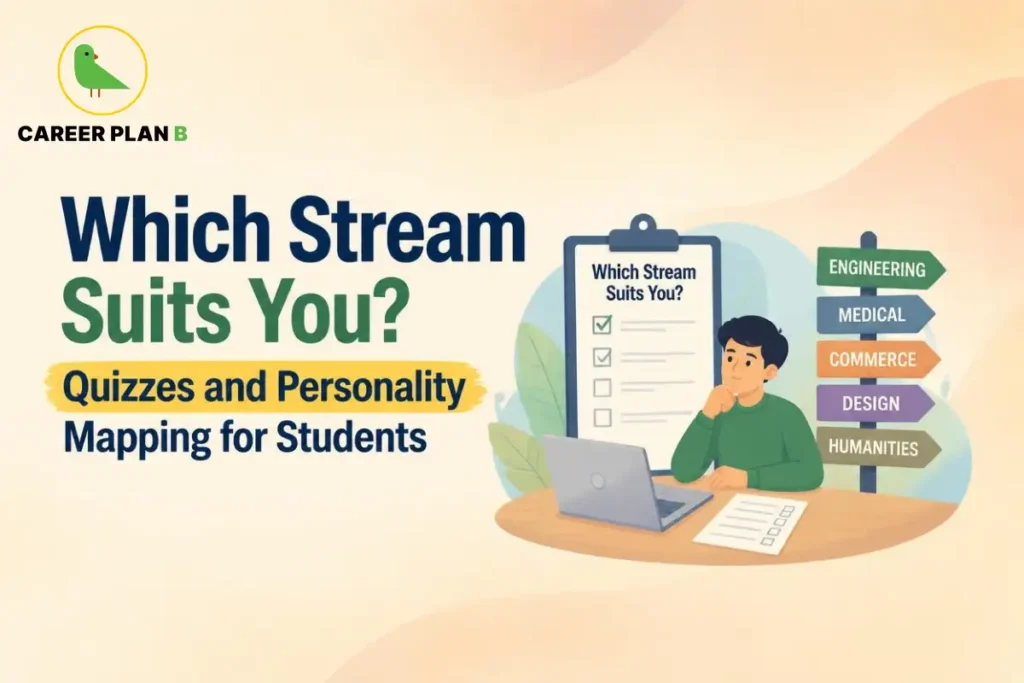 Can you switch streams after Class 11? Rules and realities, showing a student choosing between science and commerce study paths.