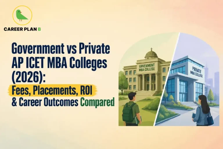 Government vs Private AP ICET MBA Colleges (2026): a comparison of fees, placements, ROI, and career outcomes.