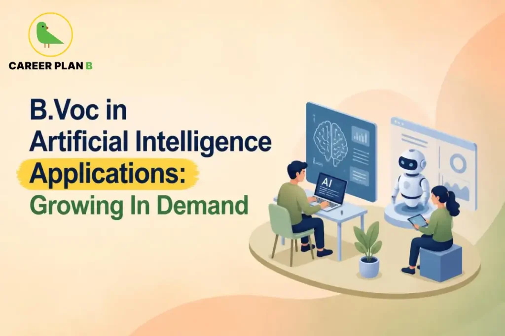 Career Plan B graphic about B.Voc in Artificial Intelligence Applications and growing career demand