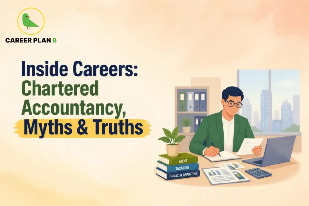 Career Plan B graphic about Chartered Accountancy careers, myths, and truths