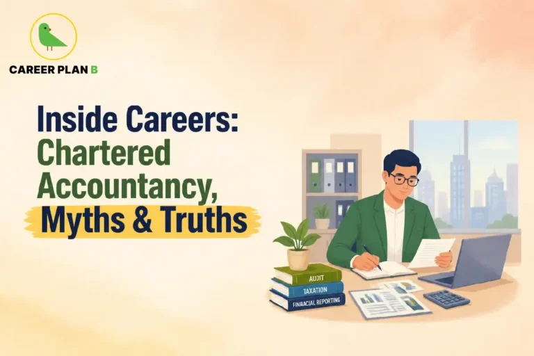 Career Plan B graphic about Chartered Accountancy careers, myths, and truths