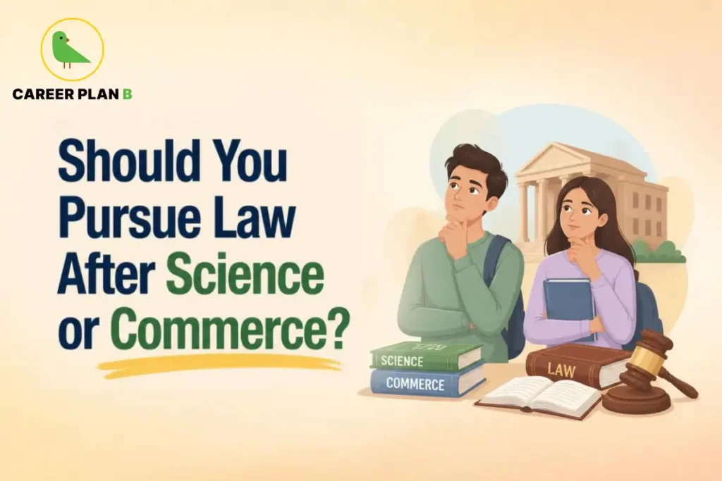 Career Plan B graphic about pursuing law after science or commerce