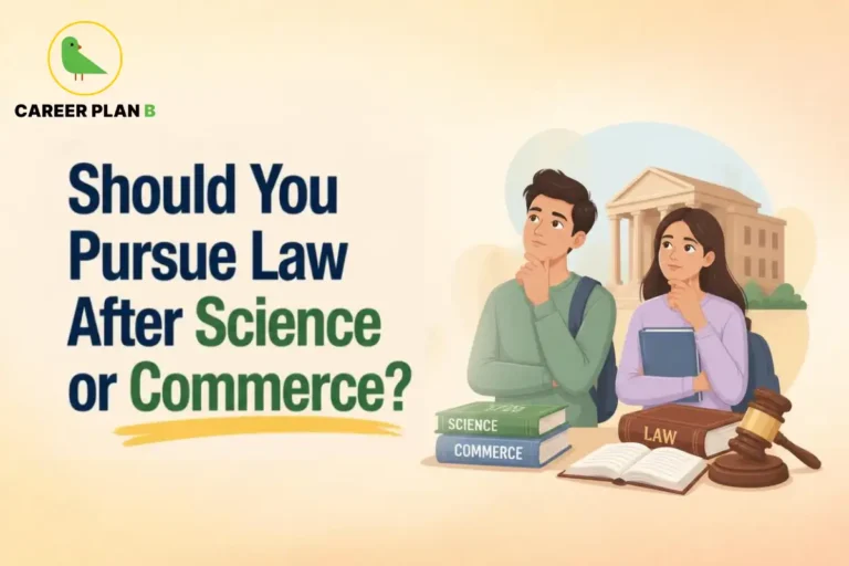 Career Plan B graphic about pursuing law after science or commerce