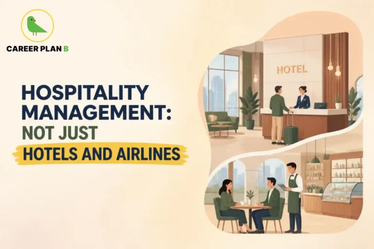 Career Plan B graphic about hospitality management beyond hotels and airlines