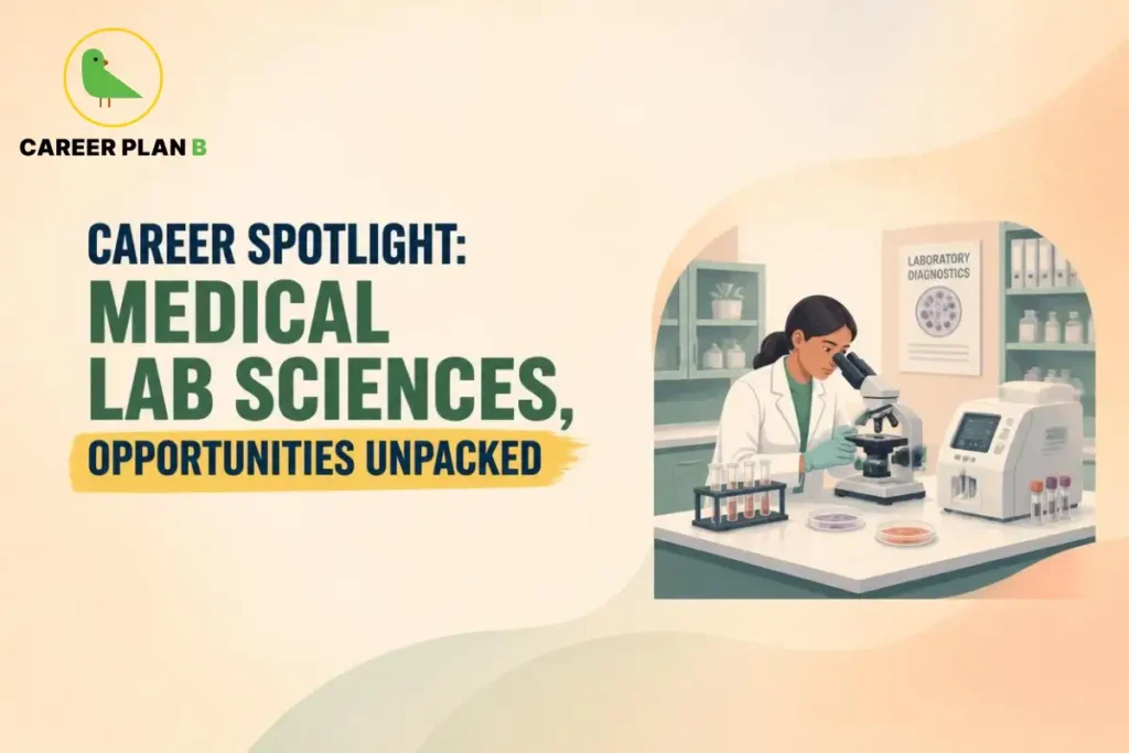 Career Plan B graphic about medical lab sciences and laboratory diagnostic opportunities