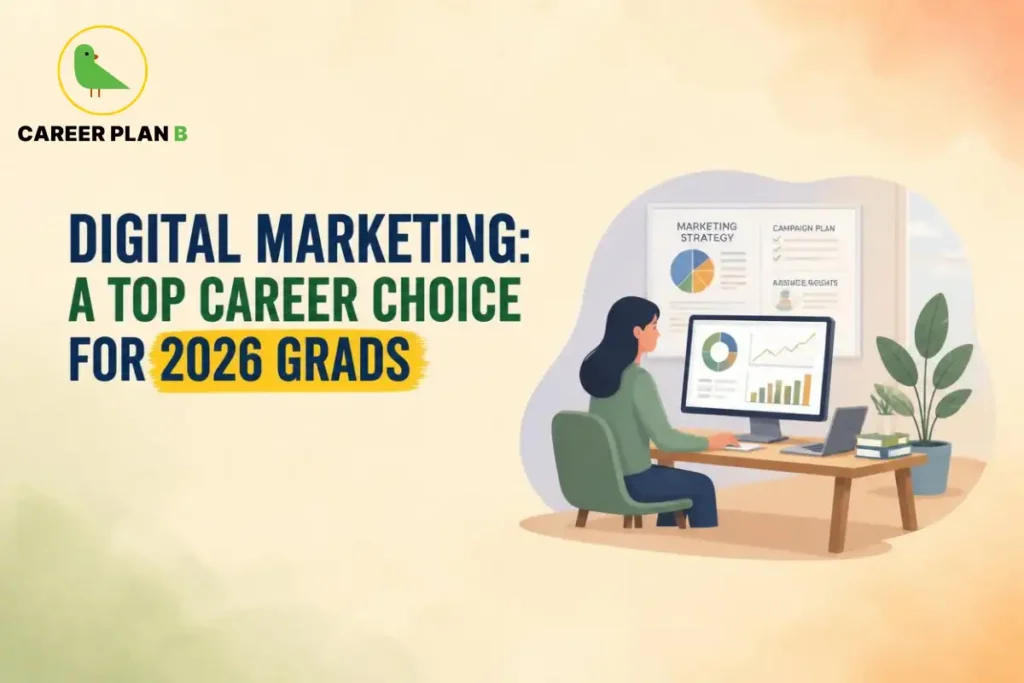 Career Plan B graphic about digital marketing as a career choice for 2026 graduates