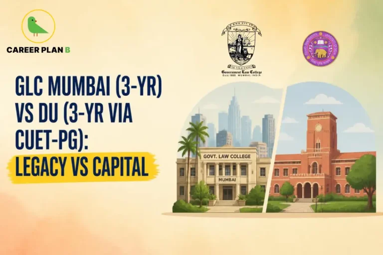 GLC Mumbai vs DU Law: 3-year LLB comparison via CUET-PG, highlighting legacy and capital-city opportunities.