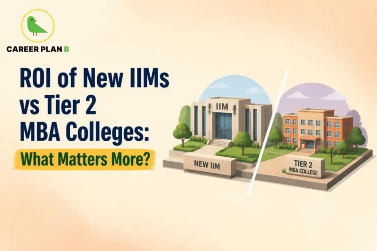 Career Plan B graphic comparing the ROI of new IIMs and Tier 2 MBA colleges.