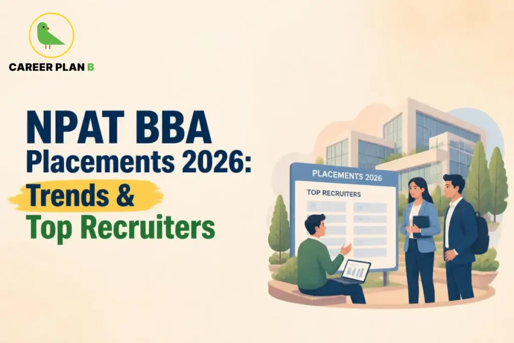 NPAT BBA placements 2026 graphic showing trends, top recruiters, and Career Plan B logo.