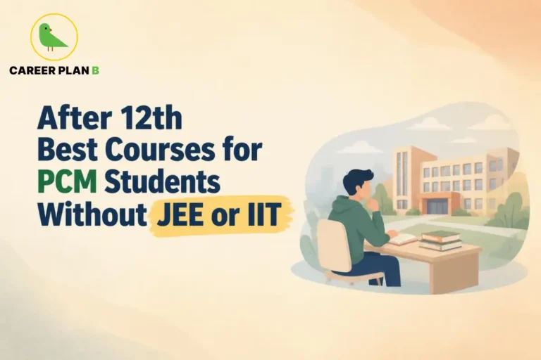 After 12th best courses for PCM students without JEE or IIT, featuring a student exploring college and career options.